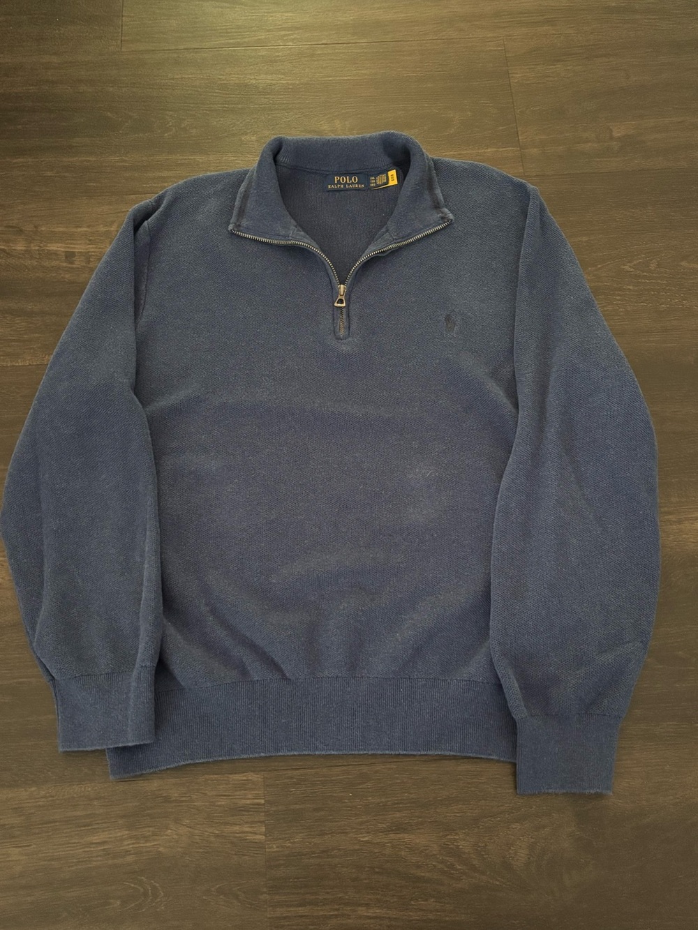 Polo Ralph Lauren Sweater Men’s Blue Mock Neck 1/4 Zip Pullover Y2K